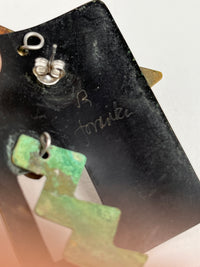 Vintage Postmodern Mixed-Metal Earrings