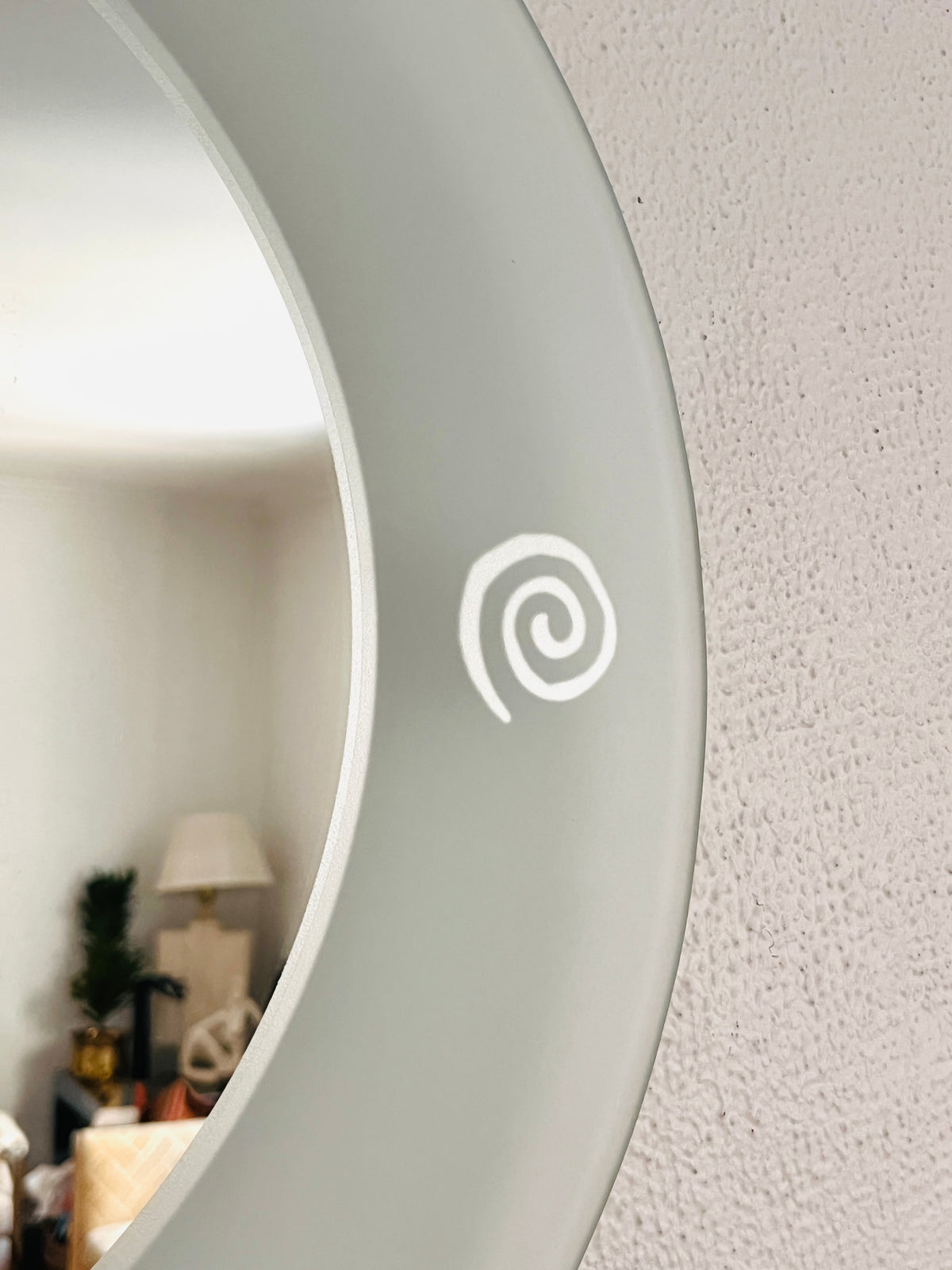 90s Postmodern Round Frosted Wall Mirror by BDI