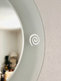 90s Postmodern Round Frosted Wall Mirror by BDI
