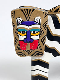 Vintage Hand Painted Lion Sculpture