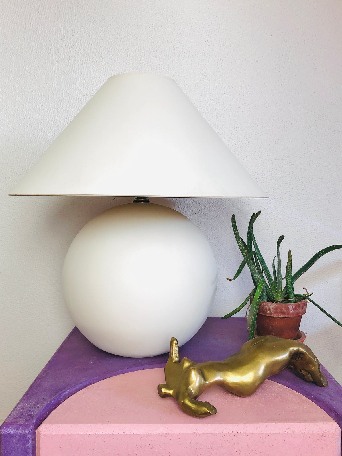 White Ceramic Ball Lamp + Shade