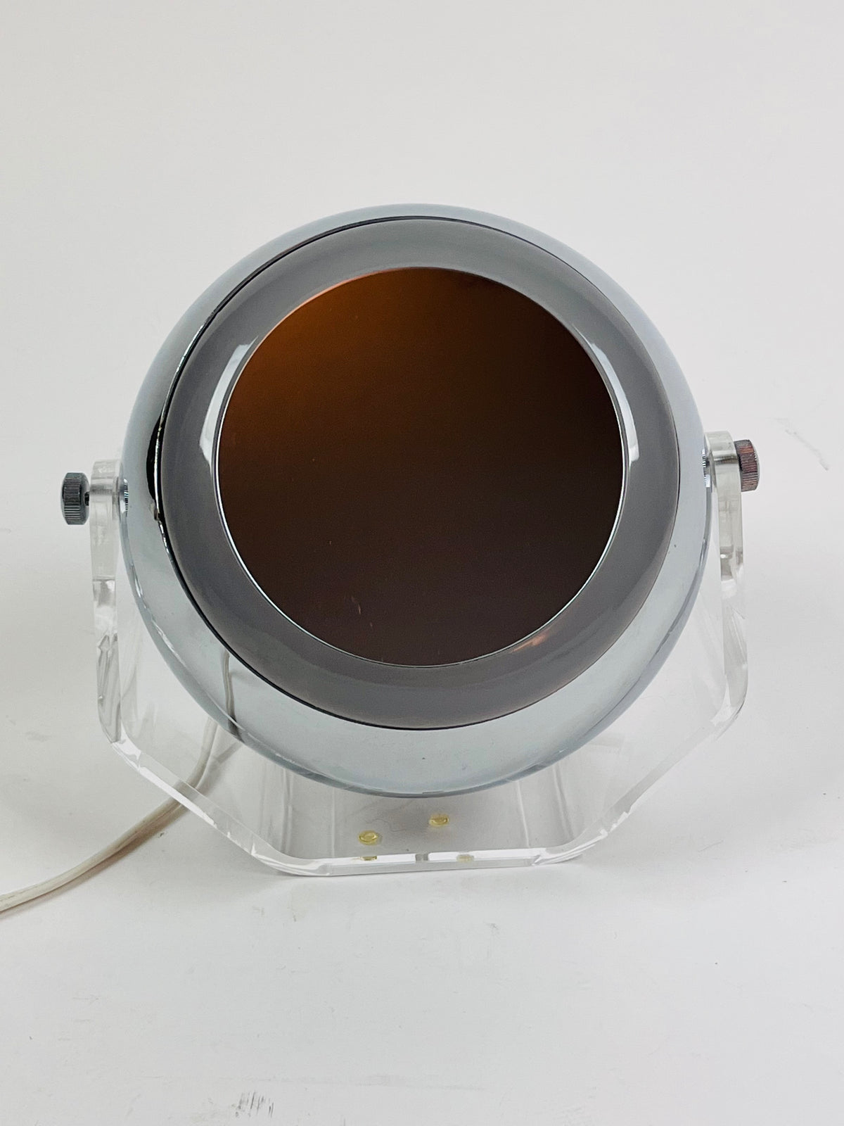 Robert Sonneman Lucite and Chrome Illuminated Adjustable Vanity Mirror