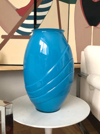 Large Glass 80s Deco Vase