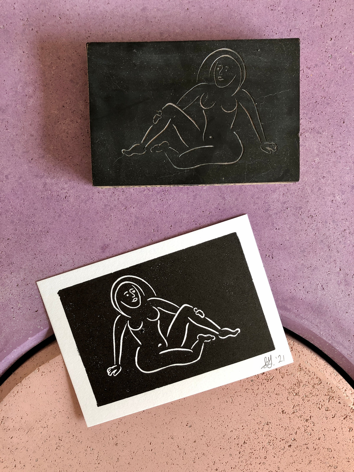 Reclining Nude Print - Black