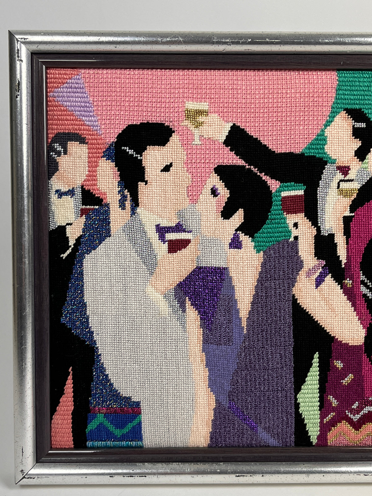 Vintage Needlepoint Party Scene