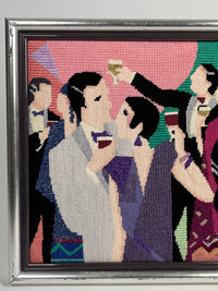 Vintage Needlepoint Party Scene