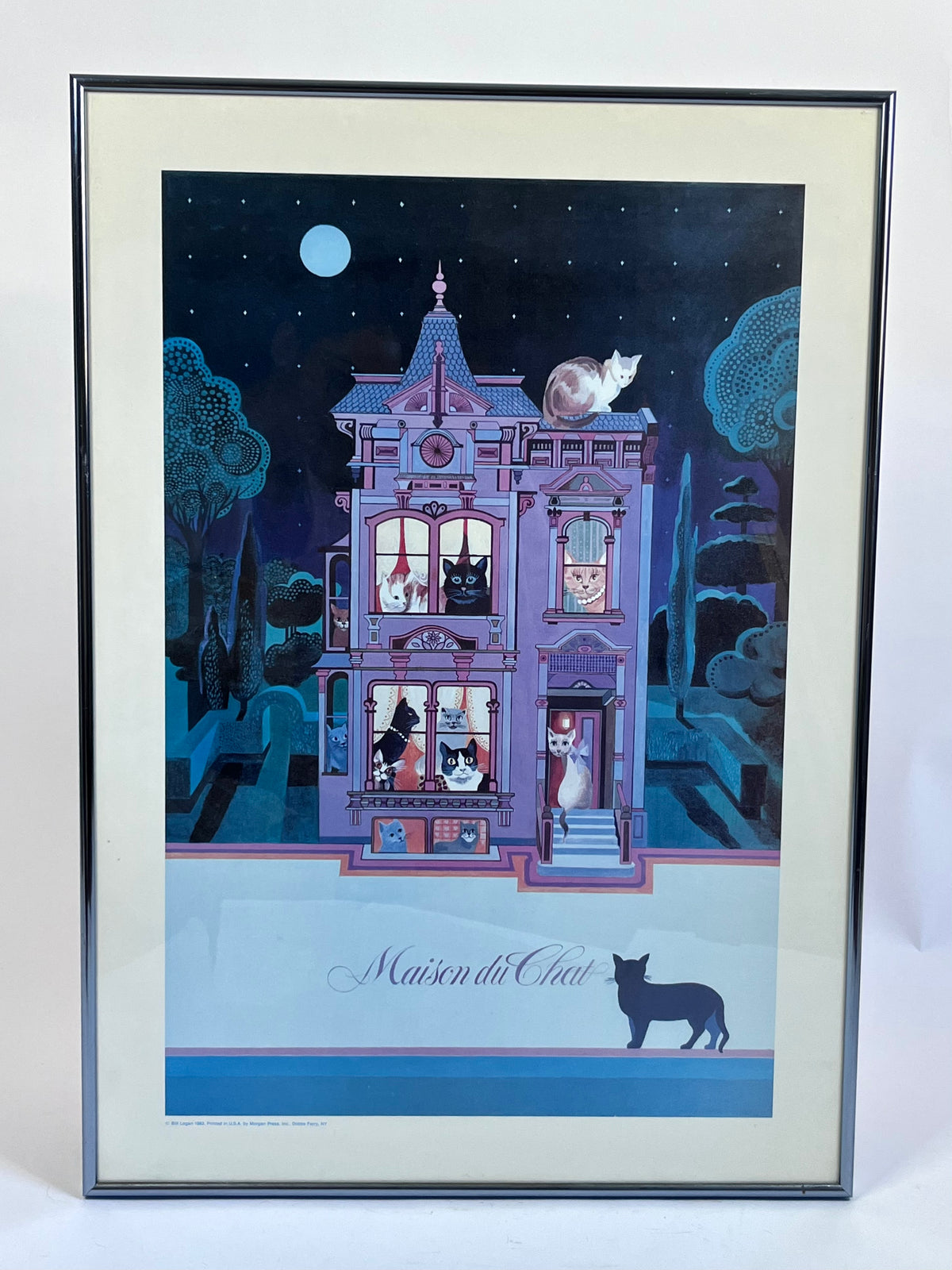Vintage Maison du Chat Screenprint by Bill Logan, 1983