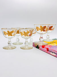 Vintage Gold-Plated Foliage Coupes - 6pc Set