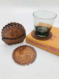 Vintage Tooled Leather Coasters