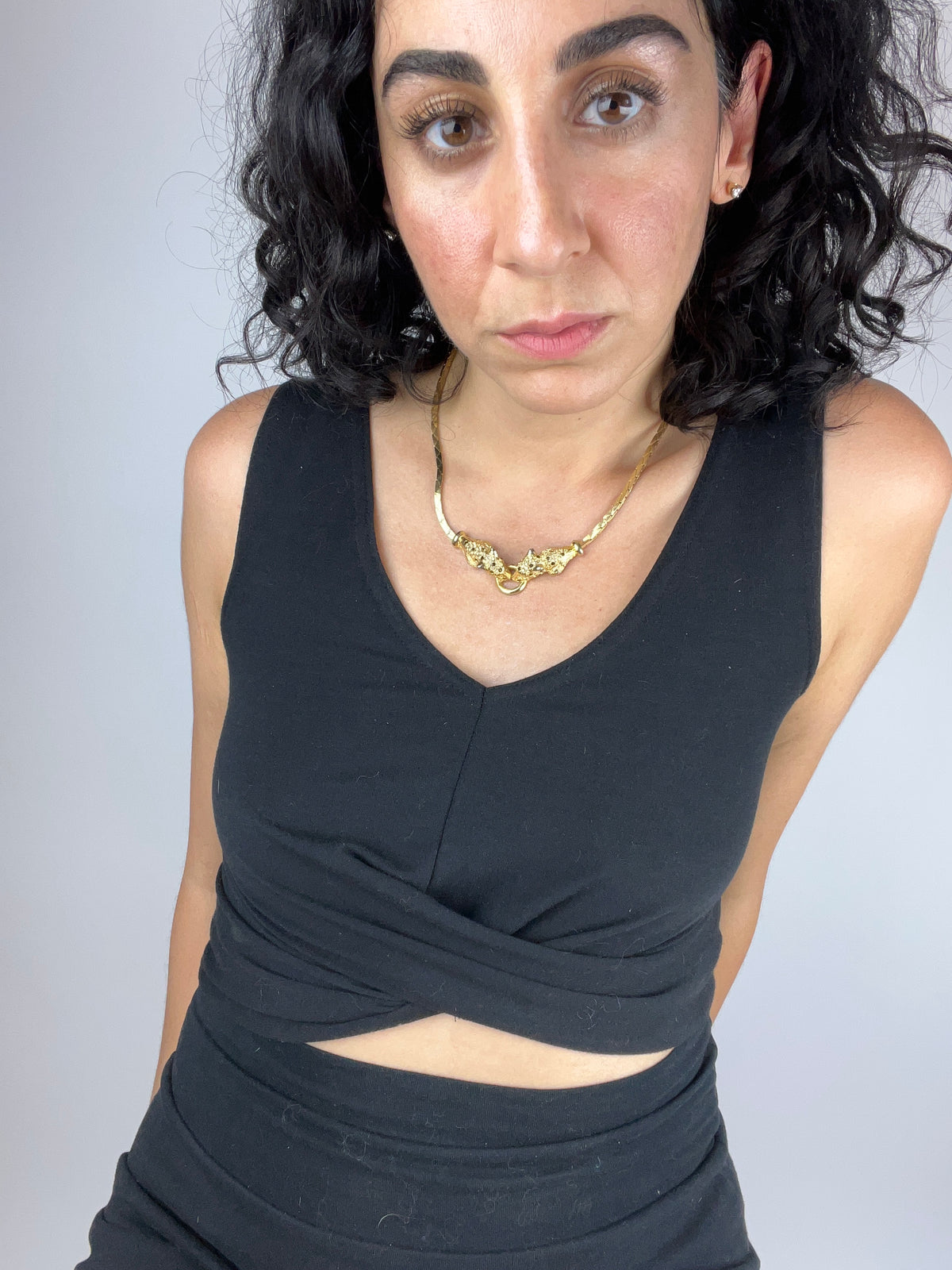 Vintage Rhinestone Leopard Necklace