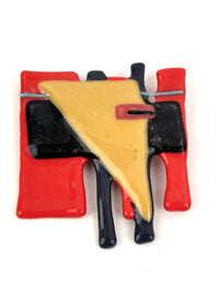 90s Vintage Postmodern Fused Glass Brooch