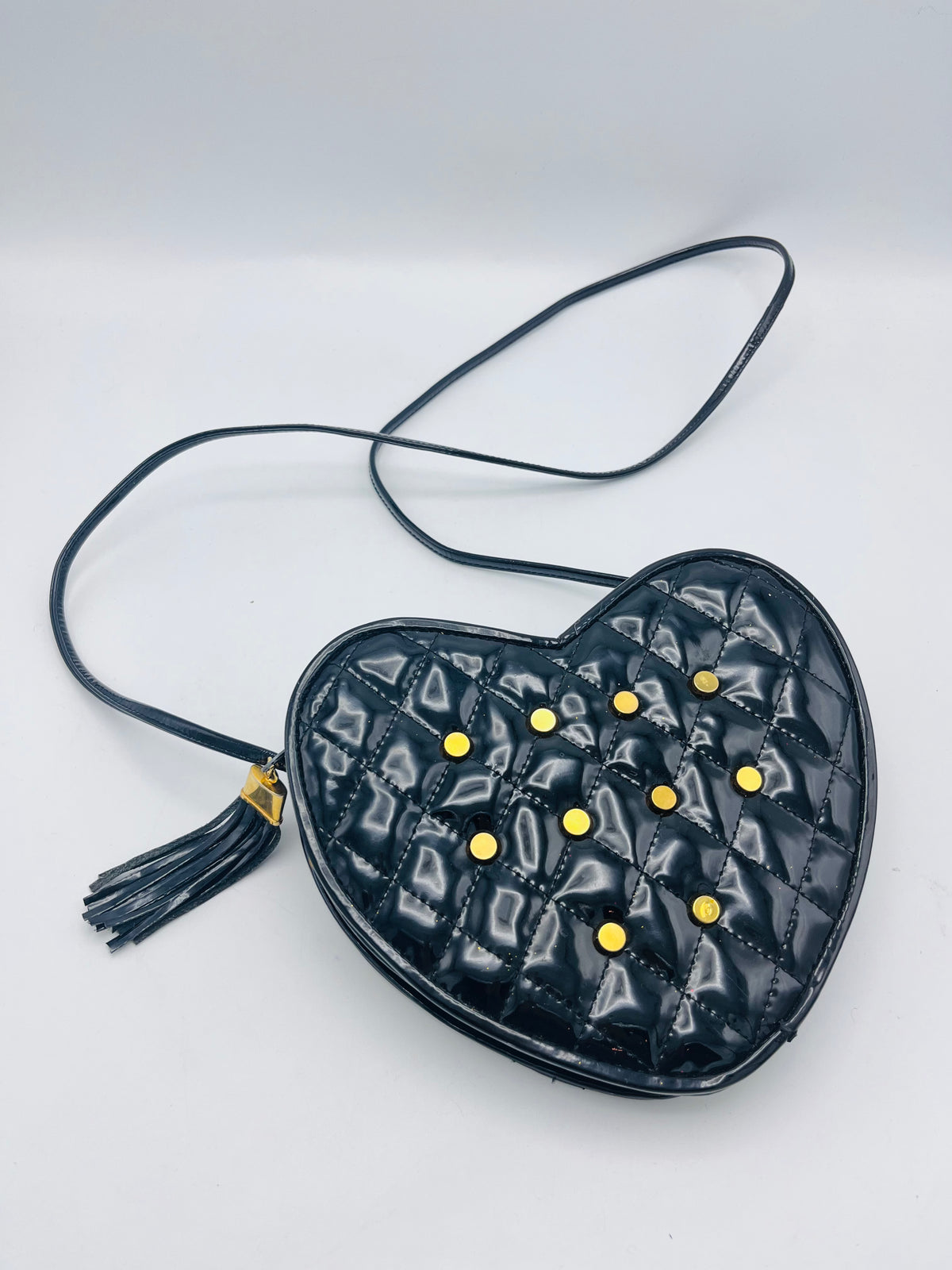Vintage 80s Vinyl Studded Heart Bag