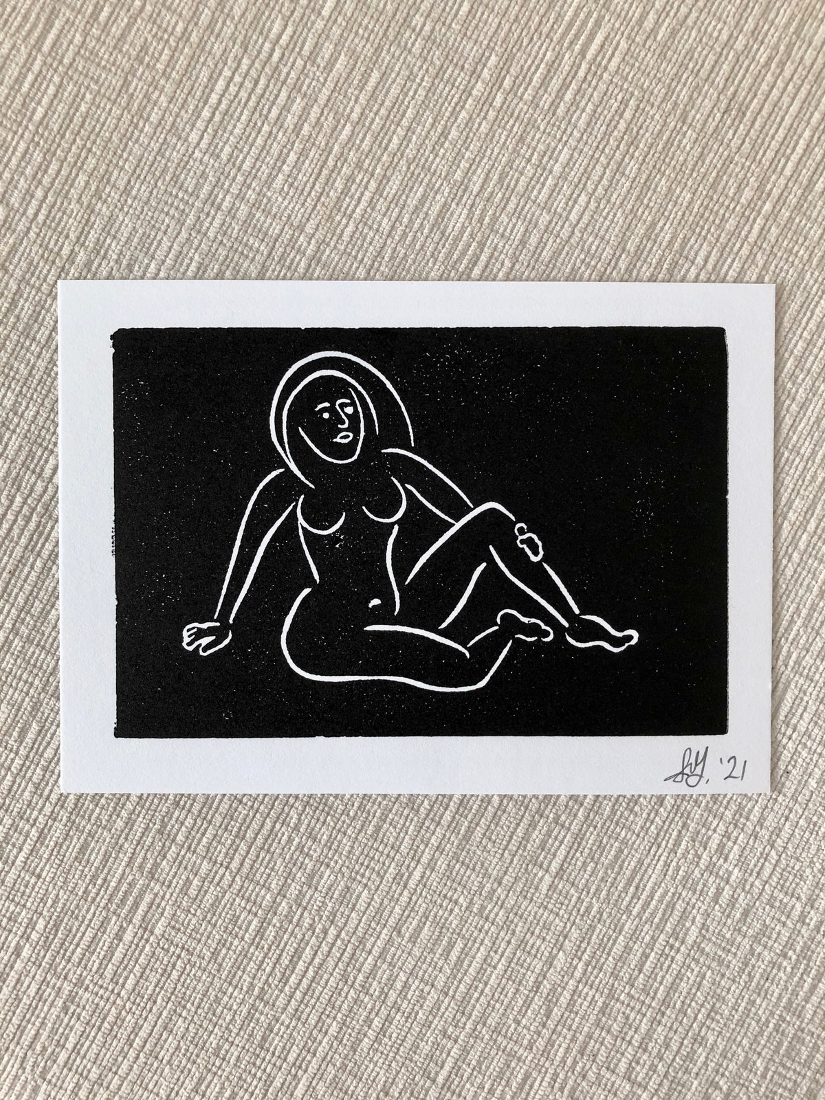 Reclining Nude Print - Black