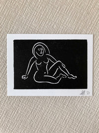 Reclining Nude Print - Black