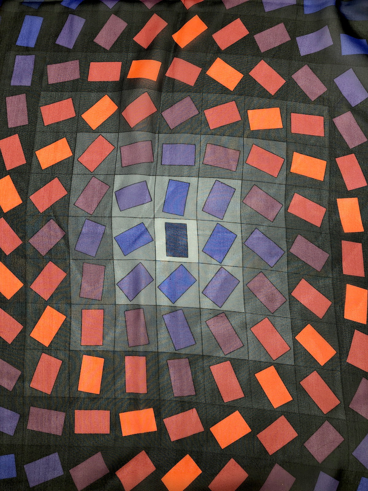 Rare Victor Vasarely Silk Scarf, Signed