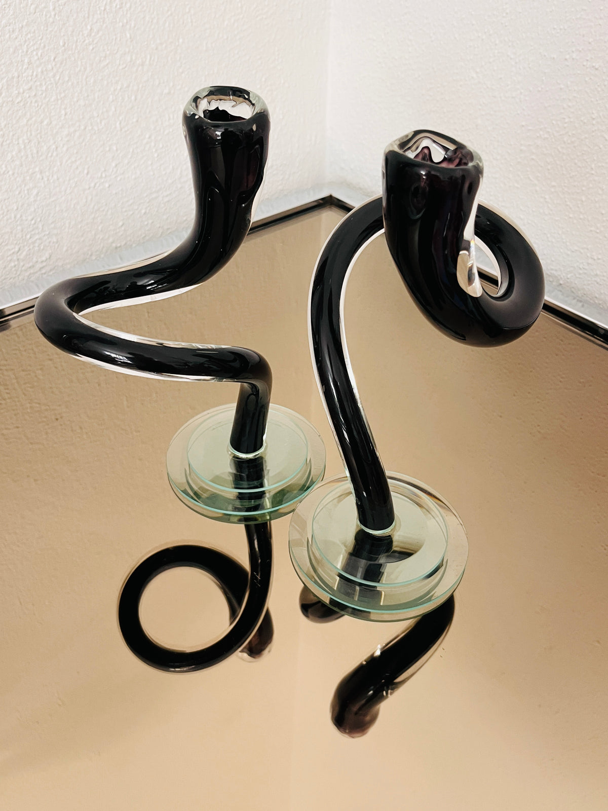 Blown Glass Interlocking Candle Holders