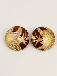 Vintage Painted Wood Dome Earrings