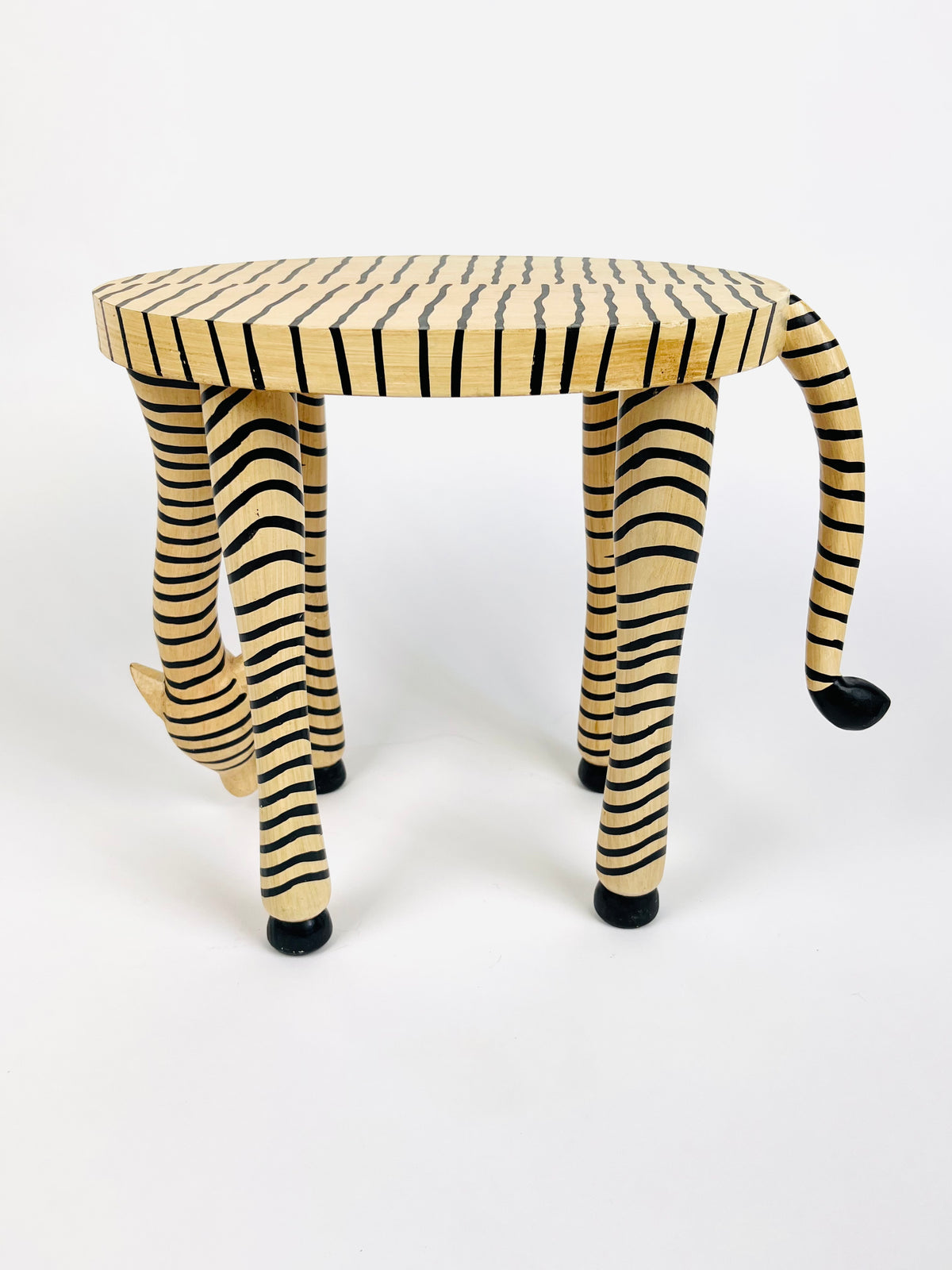 Vintage Painted Wood Zebra Stand