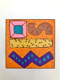 Postmodern Memphis Style Art Block