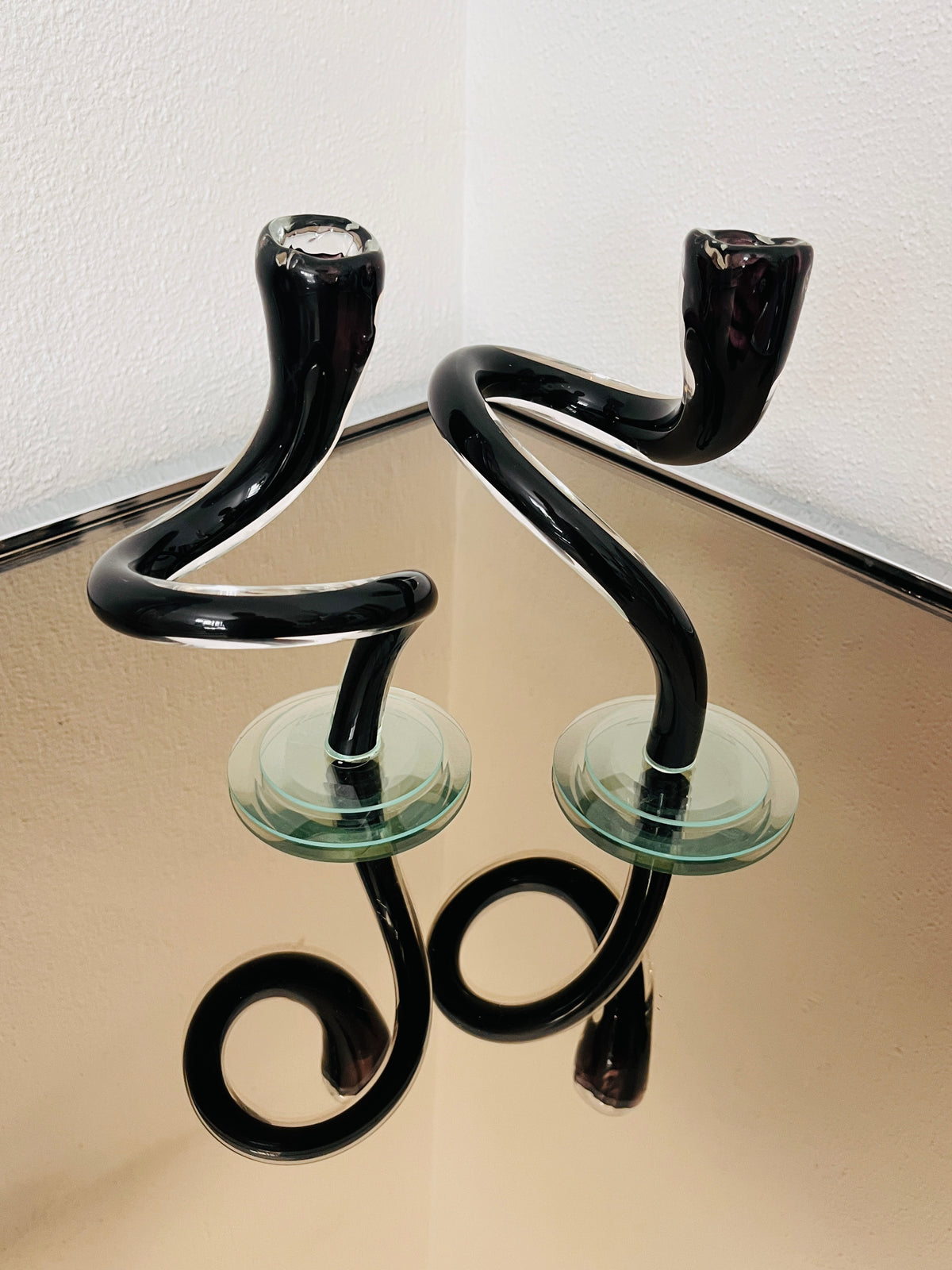 Blown Glass Interlocking Candle Holders