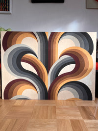 1970s Vintage Fabric Op Art Screenprint Wall Textile