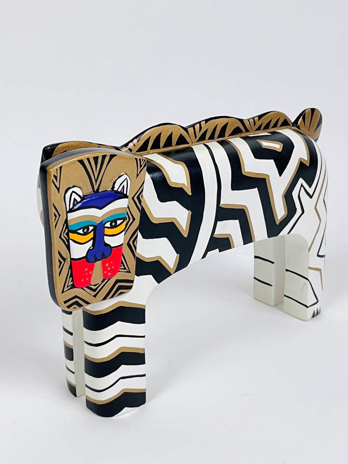 Vintage Hand Painted Lion Sculpture