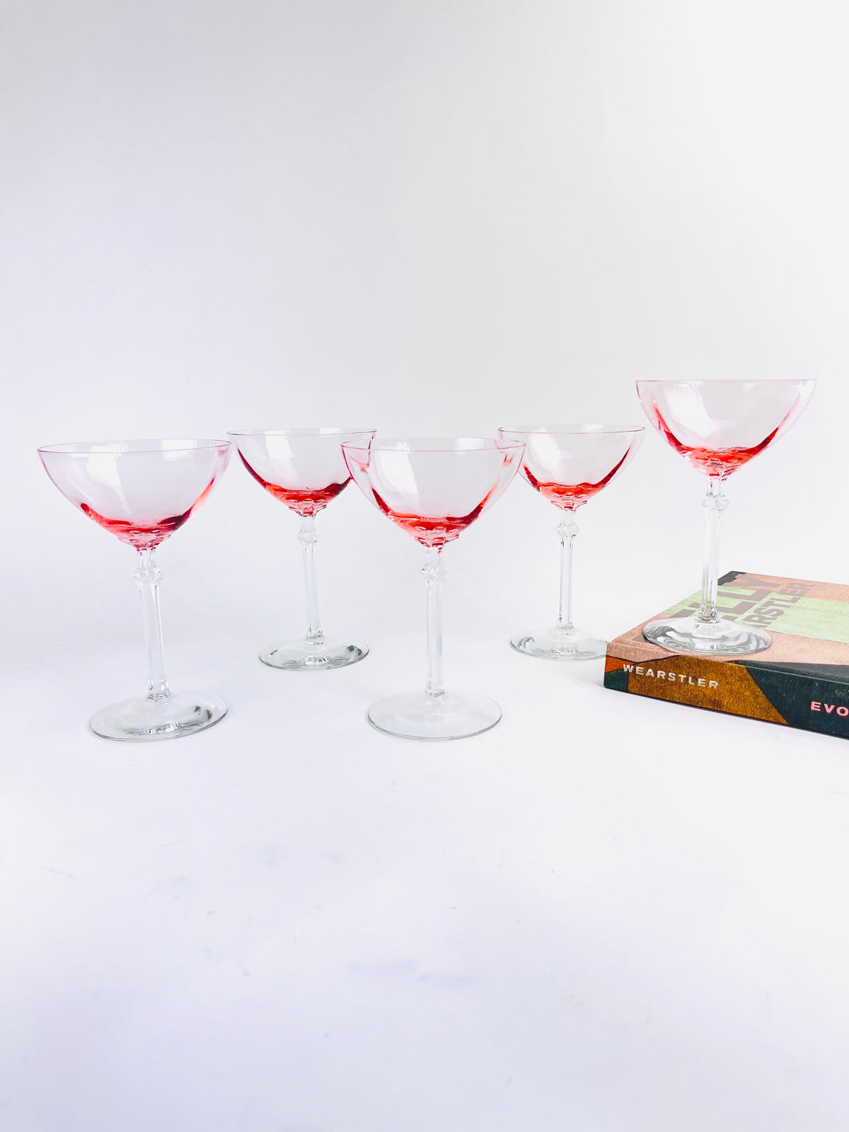Vintage Pink Depression Glass Coupes