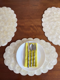 Vintage Capiz Shell Placemats - 6pc Set