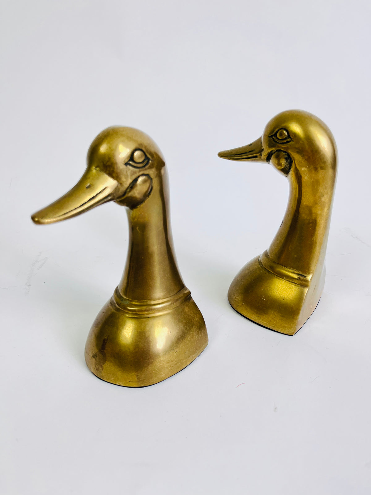 Vintage Brass Duck Bookends