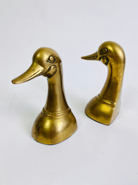 Vintage Brass Duck Bookends