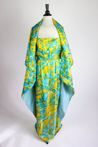 Vintage 1960s Silk Evening Gown & Shawl by Helena Barbieri