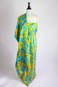 Vintage 1960s Silk Evening Gown & Shawl by Helena Barbieri
