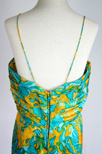 Vintage 1960s Silk Evening Gown & Shawl by Helena Barbieri