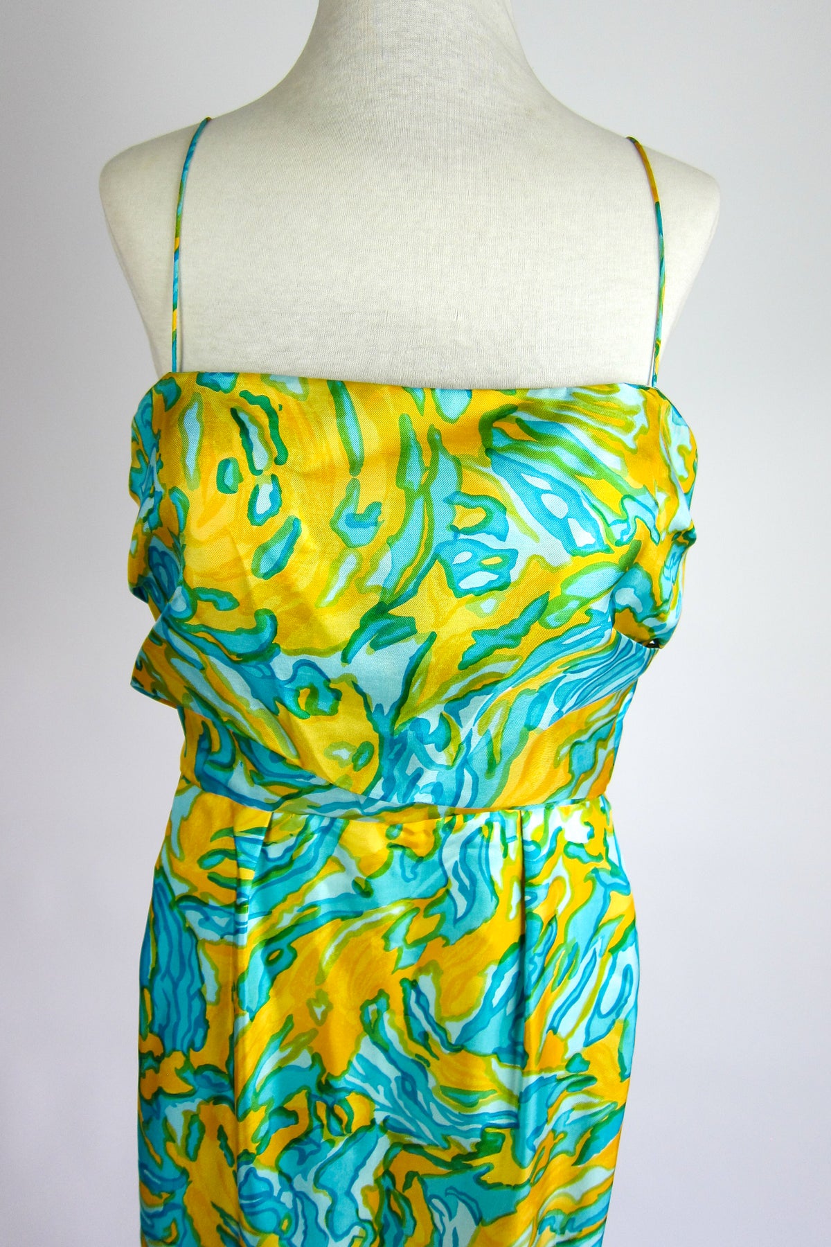 Vintage 1960s Silk Evening Gown & Shawl by Helena Barbieri