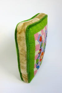 Vintage 1960s Psychedelic Lilac Cat Needlepoint Pillow