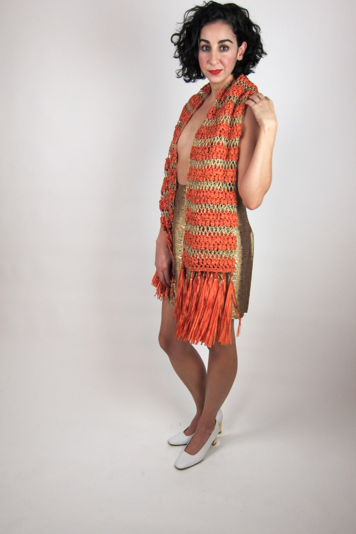 Rare 60s Ribbon Knit Shawl