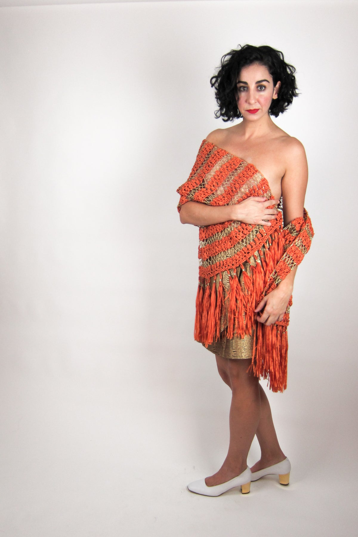 Rare 60s Ribbon Knit Shawl