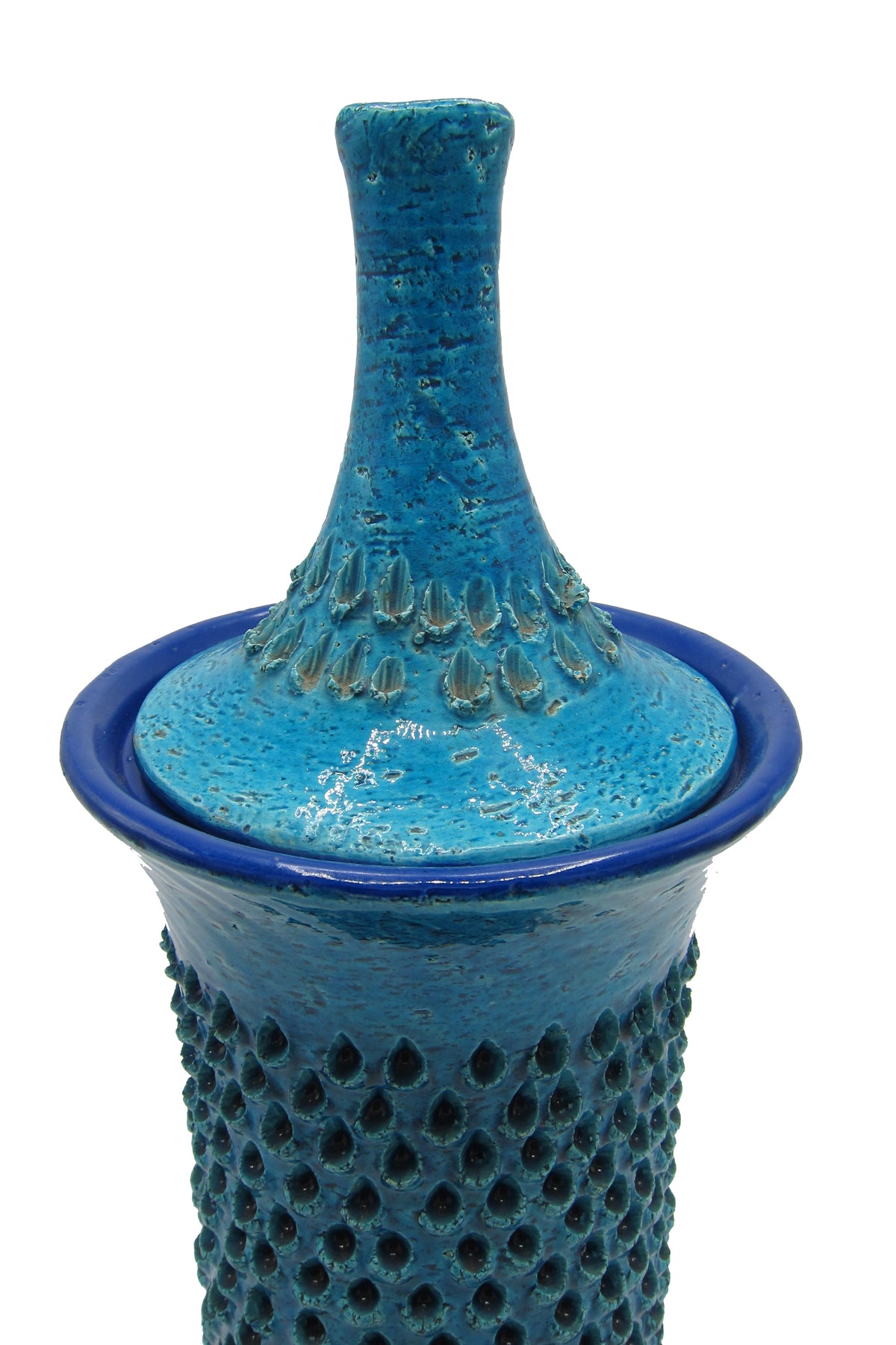 Vintage Blue Bitossi Italian Ceramic Lidded Jar