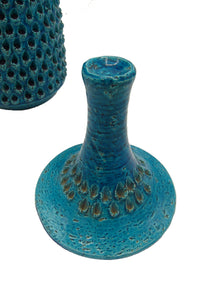 Vintage Blue Bitossi Italian Ceramic Lidded Jar