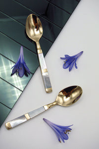 Bronze + Mother of Pearl Demitasse Spoons