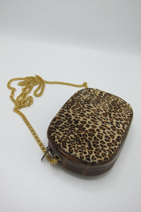 Vintage Calf Hair Leopard Print Purse with Chain Strap
