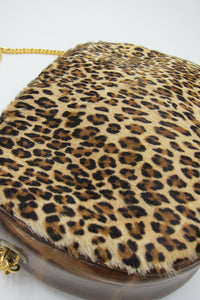 Vintage Calf Hair Leopard Print Purse with Chain Strap