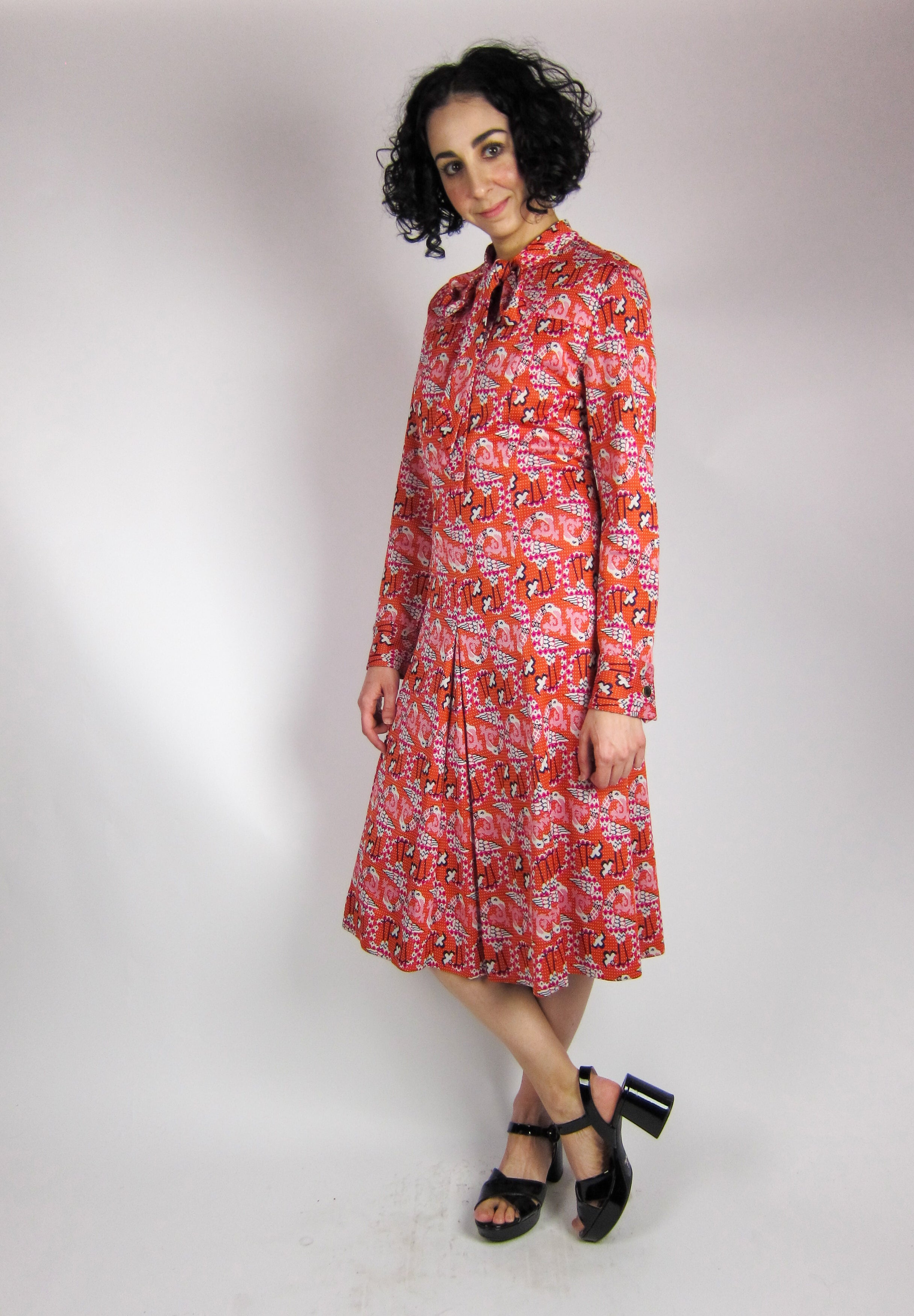Vintage Flamingo Print Dress Dovetail