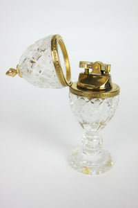 Vintage Cut Crystal Gold Ormolu Table Lighter