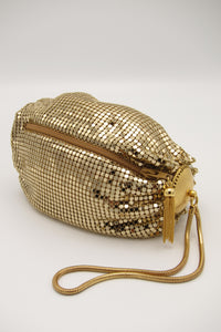 Vintage Metal Mesh Wristlet - Gold