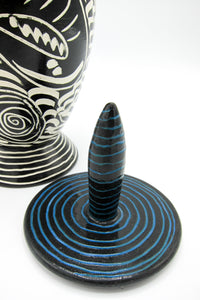 Postmodern Ceramic Lidded Jar lid detail