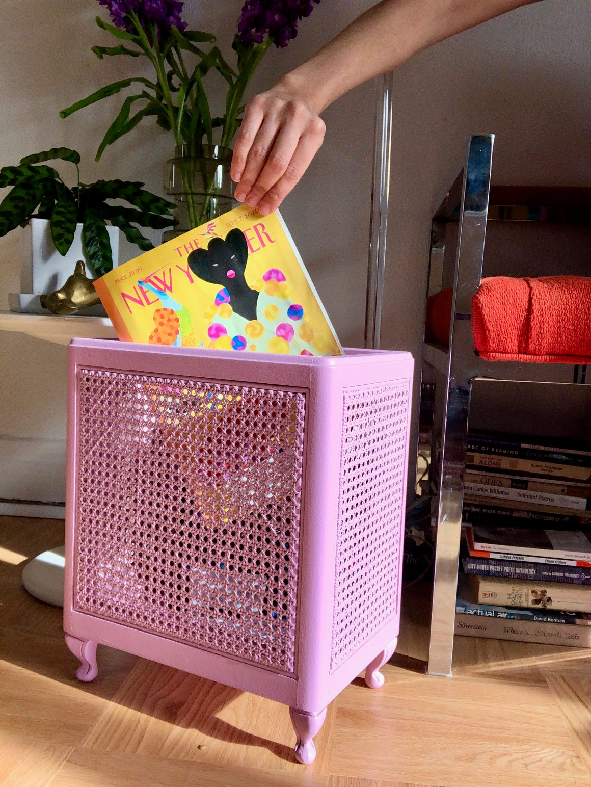 Vintage Lilac Cane Magazine Holder