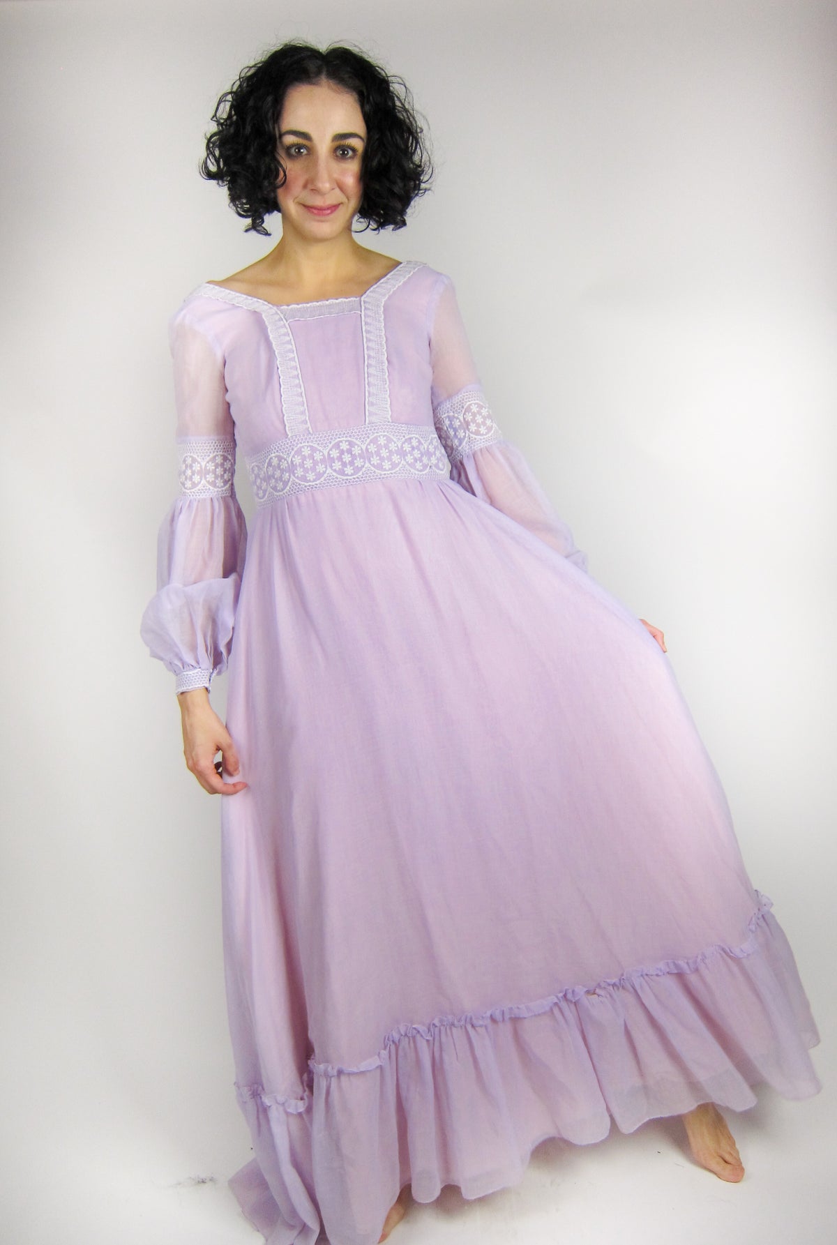 Vintage Romantic Poet Sleeve Maxi Dress