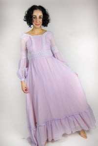 Vintage Romantic Poet Sleeve Maxi Dress