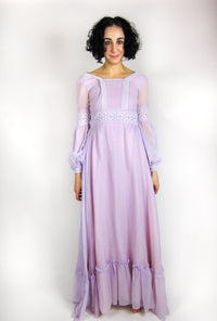 Vintage Romantic Poet Sleeve Maxi Dress